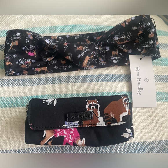 NWT Vera Bradley 💋 Me 2x Lipstick Case AND Knotted Headband in Merry Mischief - Picture 2 of 10